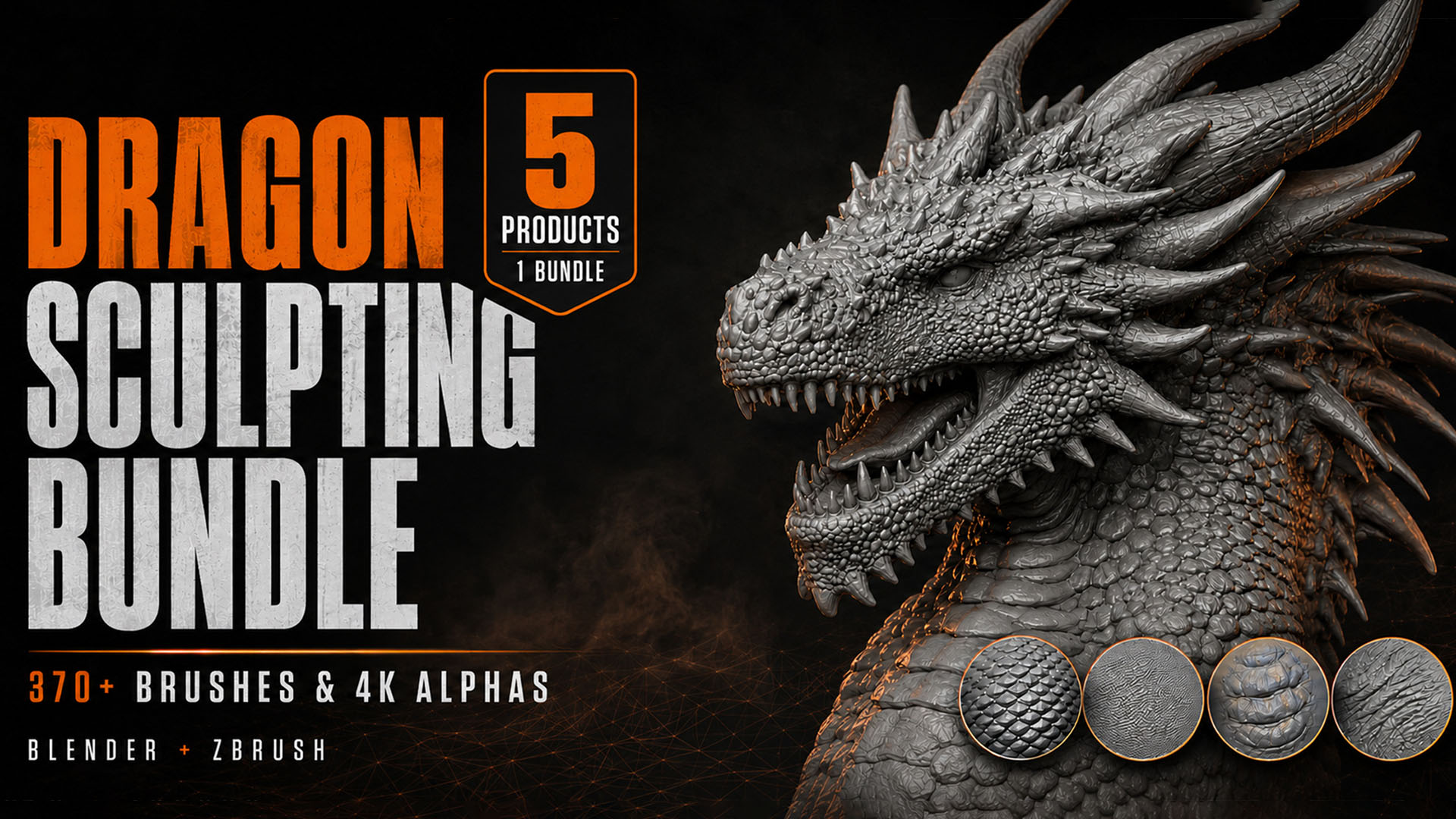 370 plus Dragon Sculpting Brushes Bundle main preview